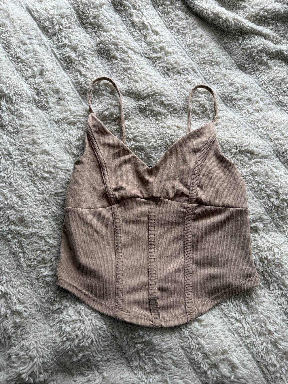 Neutral Taupe Ribbed Corset Cami